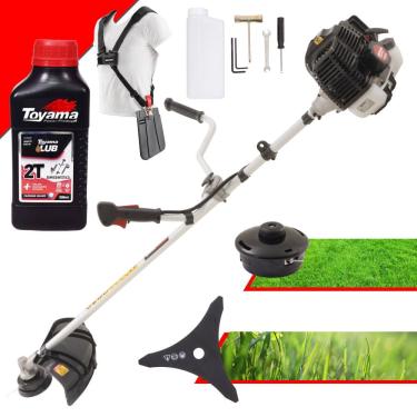 Imagem de Roçadeira à Gasolina KW43-LE Kawashima Profissional à Gasolina 2T 43cc 1,7HP Alta Rotação Robusta e Resistente c/ Faca 3 Pontas + Carretel de Nylon +