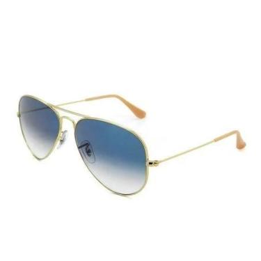 Imagem de Óculos de Sol Aviador RB3026 Dourado Lente Azul Degradê 62mm - glasses