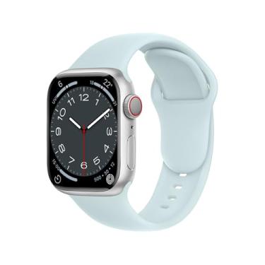 Imagem de DONEGANI Pulseira esportiva feminina C1D Ultra 2 de 49 mm, série 10 de 46 mm, 9 8 7 45 mm e 41 mm, SE 6, 5, 4, 44 mm e 40 mm, 3 2 1 42 mm 38 mm iWatch, pulseira masculina de silicone azul glaciar