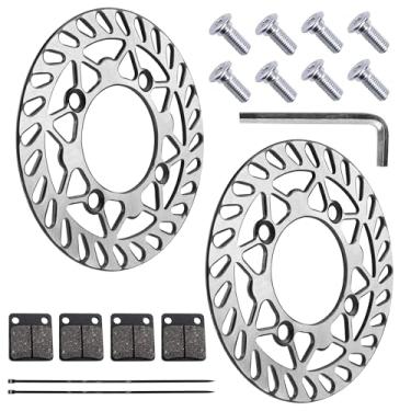 Imagem de PRO BAT Rotor de disco de freio dianteiro de 190 mm/7,48 polegadas com pastilha de freio para carrinho de quadriciclo ATV 110cc 125cc 150cc PIT PRO Trail Quad Dirt Bike, 2 peças
