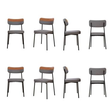 Imagem de Kit com 8 Cadeiras para Sala de Jantar Mona Yescasa Cinza Corriente /Caramelo