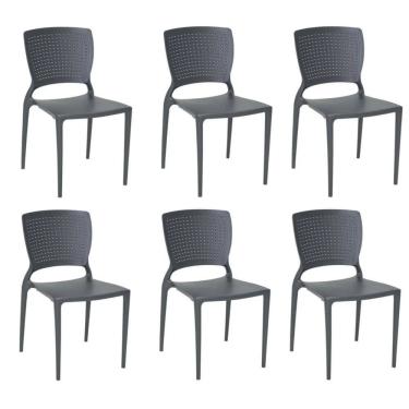 Imagem de Kit 6 Cadeiras Safira Grafite Tramontina 92048/007