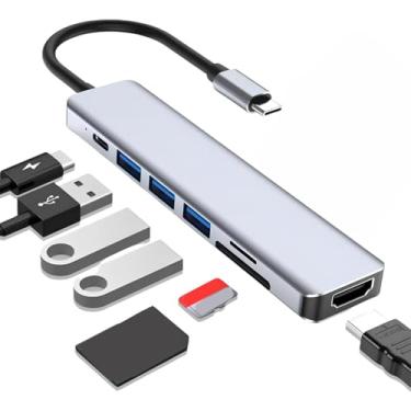 Imagem de Hub Adaptador USB Tipo C 7 em 1 com HDMI 4K, 3x USB 3.0, SD/TF Card e Power Delivery 100W – Compatível com MacBook, iPad, Celular e Notebook – Acabamento em Alumínio - Linha Premium