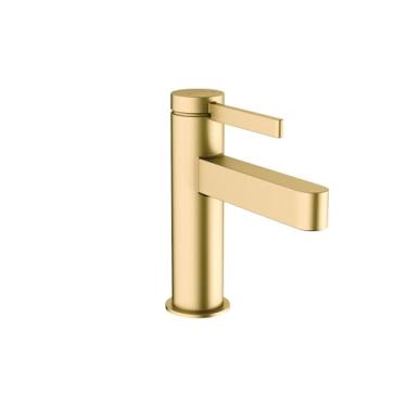 Imagem de hansgrohe Finoris Modern Torneira de pia de banheiro com 1 manípulo 1 furo 12,7 cm de altura em ouro escovado óptico, 76010251