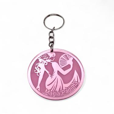 Imagem de Chaveiro Proteção Total Maria Padilha Rosa Espelhado 10 cm