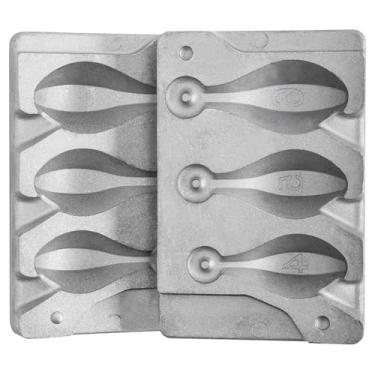 Imagem de Dr.Fish Molde de chumbada com 5 cavidades para 1/2/85.0 g, 3 cavidades para 4/5/170.1 g sem alça moldes de peso DIY para artesanato de pesca (3 cavidades))