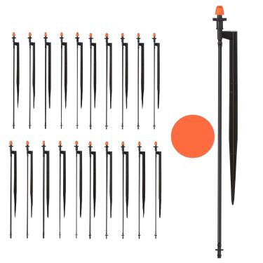 Imagem de La Farah Cabeças de irrigação de 360 graus: Micro bocal de aspersão em estaca de 12 polegadas com tubo de 1/10.2 cm - emissores de spray de gotejamento para sistema de irrigação de jardim (pacote com