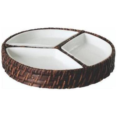 Imagem de Petisqueira Redonda Bambu Com Porcelana 24X4 Cm Mundiart