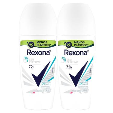 Imagem de Kit 2 Desodorante Rexona Sem Perfume Roll-on Antitranspirante 72h 50ml