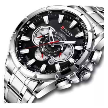 Imagem de Relógio Masculino Curren 8363 Prata/Preto Aço