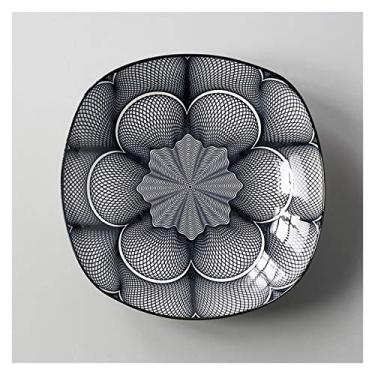 Imagem de Prato de serviço doméstico criativo utensílios de mesa frutas prato quadrado profundo bife ocidental prato de café da manhã pratos de personalidade (cor: P)