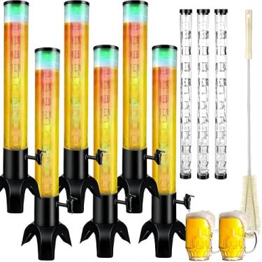 Imagem de Ediactcyl Torre De Bebidas Com 6 Peças: Dispensador De Torre De Mimosa De 3 Litros/100 Onças Com Tubo De Gelo E Luz Led, Dispensador De Cerveja De Mesa De 3,17 Qt Para Bares, Festas, Pubs E Restaura