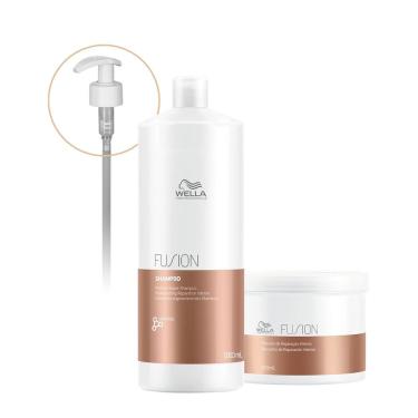 Imagem de Kit Wella Professionals Fusion Shampoo Máscara Válvula Pump (3 produtos)