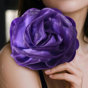 Imagem de Esponja de bucha de banho, bola de pufe de bucha de chuveiro 70 g - esfoliante corporal, esponja de banho para homens e mulheres, roxo