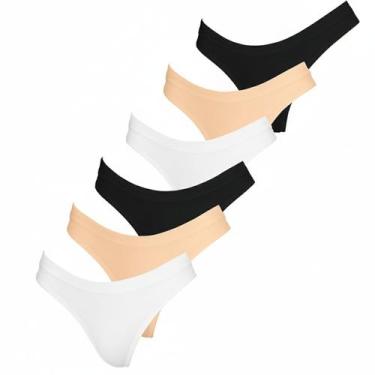 Imagem de Kit 6 Calcinhas Fio Dental Poliamida Calcinha Sem Costura Forro de Alg