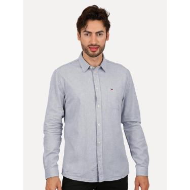 Imagem de Camisa Tommy Jeans Masculina Regular Classic Oxford Pocket Azul Escuro-Masculino