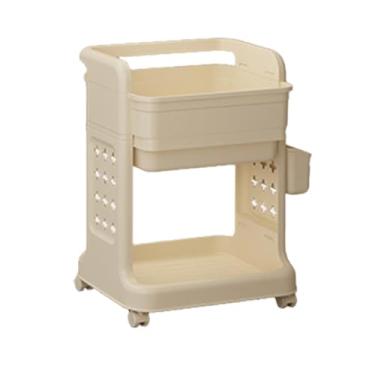 Imagem de Carrinho de beleza de barbearia com rodas, rack de armazenamento em camadas para salão e spa, orifícios de ventilação lateral e cesta suspensa, altura aumentada, organizador de bancada móvel (38,5 x