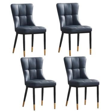 Imagem de Conjunto de 4 cadeiras de jantar modernas industriais de couro sintético, cadeiras confortáveis com encosto e pernas de metal, cadeiras estofadas de cozinha elegantes perfeitas para decoração de casa
