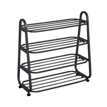 Imagem de Sapateira moderna de 3/4/5 níveis para armário de entrada, sapateiras de pé livres com almofadas ajustáveis, prateleiras de armazenamento de sapatos de metal, organizador de armazenamento de sapatos