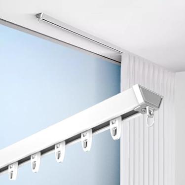 Imagem de Trilho de cortina de montagem no teto trilho de cortina, varão de cortinas lisas para RV sala de estar hospital, 3 m 3,7 m 4,9 m 5,5 m 6,1 m trilho de cortina divisor de quarto extra longo (cor