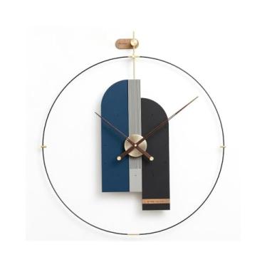 Imagem de Relógio de parede grande decorativo de 80 cm, grande, retrô, casa de fazenda, gigante, decorativo rústico para sala de estar, casa, cozinha, escritório (azul/verde) para escritório (azul)