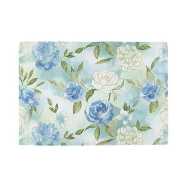 Imagem de Burbuja Conjunto de 6 jogos americanos de flores, tapetes de mesa laváveis antiderrapantes, resistentes ao calor, para cozinha, mesa de jantar, ambientes internos e externos