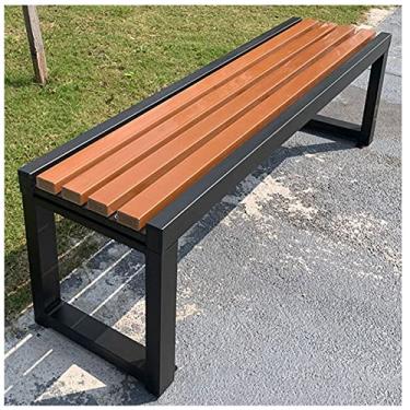 Imagem de Bancos de jardim para ambientes externos, banco externo com moldura de metal, banco traseiro de pátio externo, bancos externos à prova de intempéries, bancos de varanda frontal ao ar livre para jardim
