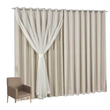Imagem de Cortina Blackout 100% com voil 8,00x2,30 Para Trilho Duplo - Ludatex, 