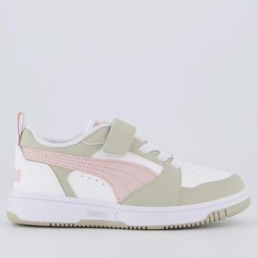 Imagem de Tênis Puma Rebound V6 LO Juvenil Branco e Bege, 31