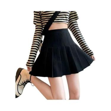 Imagem de Saia Mini Plissada Branca De Cintura Alta Para Mulheres, Saia De Dança