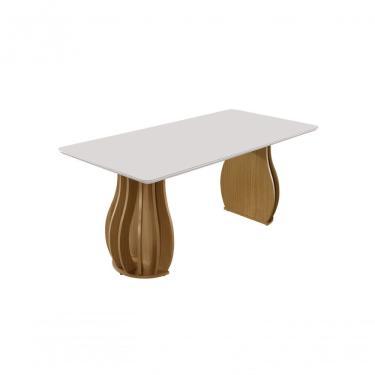 Imagem de Mesa de Jantar Inglaterra 6 Lugares Retangular Tampo de Vidro 180x90cm Contemporânea Do...