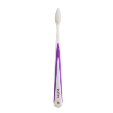 Imagem de Escova Dental Macia Nanotech Com Cerdas Em Silicone Klin, Branco, Roxo