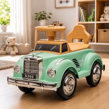 Imagem de Carrinho Elétrico Infantil Retrô com Design Cromado e Assento Ergonômico Verde Unitoys
