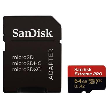 Imagem de Cartão de Memória Micro SD Sandisk Extreme Pro U3 64GB 4K com Alta Velocidade SDSQXCU-064G-GN6MA