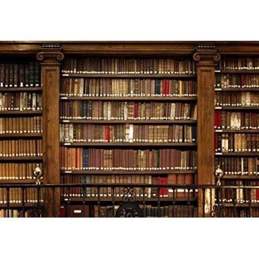 Imagem de Yeele Estante de madeira de 4,5 x 3,0 m Pano de fundo Biblioteca de livros escolares Coleção Fotografia plano de fundo estudantes adulto cabine de foto artística tiro Studio Adereços