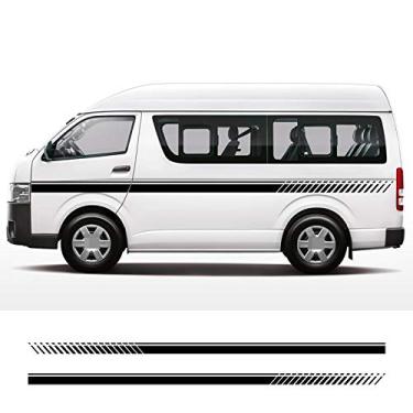 Imagem de MVMTVT 2 pçs adesivos decorativos para Toyota Hiace Auto decoração de corpo vinil linha cintura linha cintura listras laterais acessórios