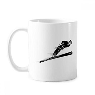 Imagem de Esqui de Inverno Esqui Padrão Ilustração Caneca Cerâmica Copo de Porcelana de Café Utensílios de Mesa
