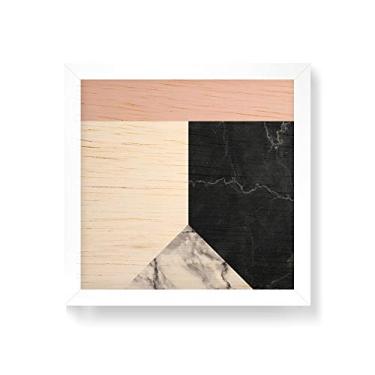 Imagem de Arte Maníacos Quadro decorativo com moldura caixa branca em Madeira - Escandinava faixa Reta Rosa - 30x30cm