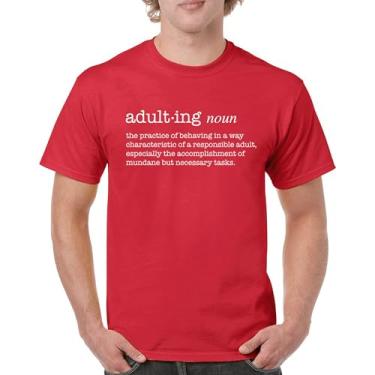 Imagem de Camiseta Adulting Definition Funny Adult Life is Hard Humor Parenting Responsibility 18th Birthday Gen X Men's Tee, Vermelho, 3G