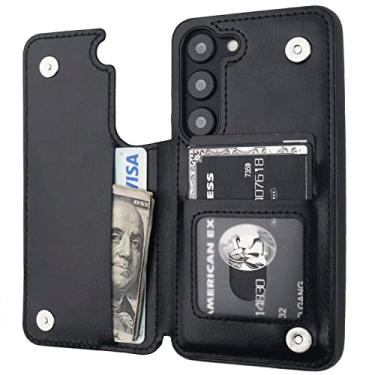 Imagem de Onetop Capa carteira compatível com Samsung Galaxy S23 com suporte para cartão, capa de couro PU com compartimentos para cartões, fecho magnético duplo e capa durável à prova de choque 5G 6,1