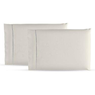 Imagem de Kit 2 Fronhas Avulsas 50cm x 70cm Percal 400 Fios Ponto Palito - Maria