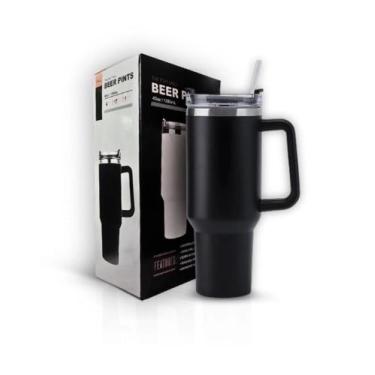 Imagem de Copo Térmico Inoxidável 1200ml Canudo Tampa Alça Bebidas Café Água - S