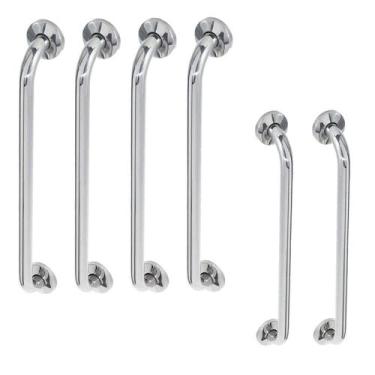 Imagem de Alça de Apoio Barra Inox Kit 6 Unidades 70cm 80cm Suporte Gestante Ido