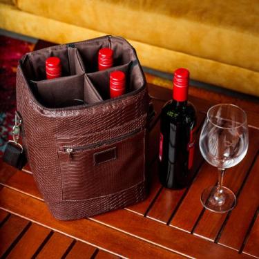 Imagem de Bolsa Para 4 Garrafas Porta Vinho Wine Bag Cooler Cerveja Gin Champanh