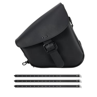 Imagem de GARGOYLE BELLS Bolsa de braço giratório para motocicleta, bolsa de selim solo para Sportster Softail PVC impermeável, bolsas de bagagem de motocicleta para motocicleta ou bicicleta (lado direito,