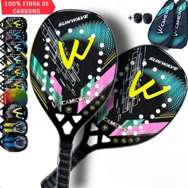 Imagem de Kit 2 Raquetes Beach Tennis Camewin 100% Fibra De Carbono 3K