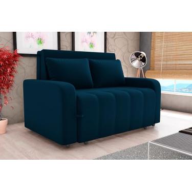 Imagem de Sofa Cama Amora New 3 Lugares Suede Veludo Aconchegante (Azul)