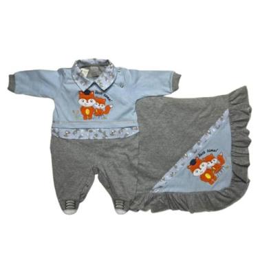 Imagem de Kit Macacão e Manta Saída Maternidade em Malha Menino Menina P - XUKIN