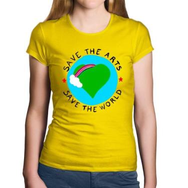 Imagem de Baby Look Algodão Save The Arts Save The World - Foca na Moda, Amarelo