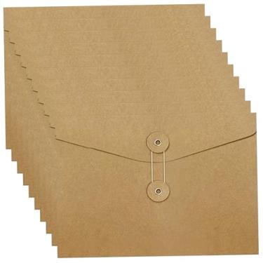 Imagem de Envelope de documentos 10 peças de papel kraft Envelopes de arquivo 22 x 17 cm com cordão para fechar pasta de arquivos portátil vintage para escritório, escola, pasta de envelope, envelopes de